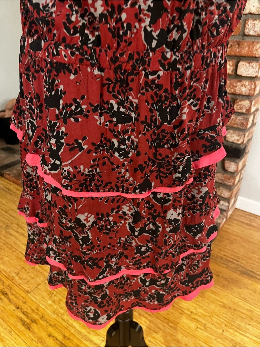 Matilda Jane Red and Black Floral Tiered Midi Dress - Picture 6 of 7